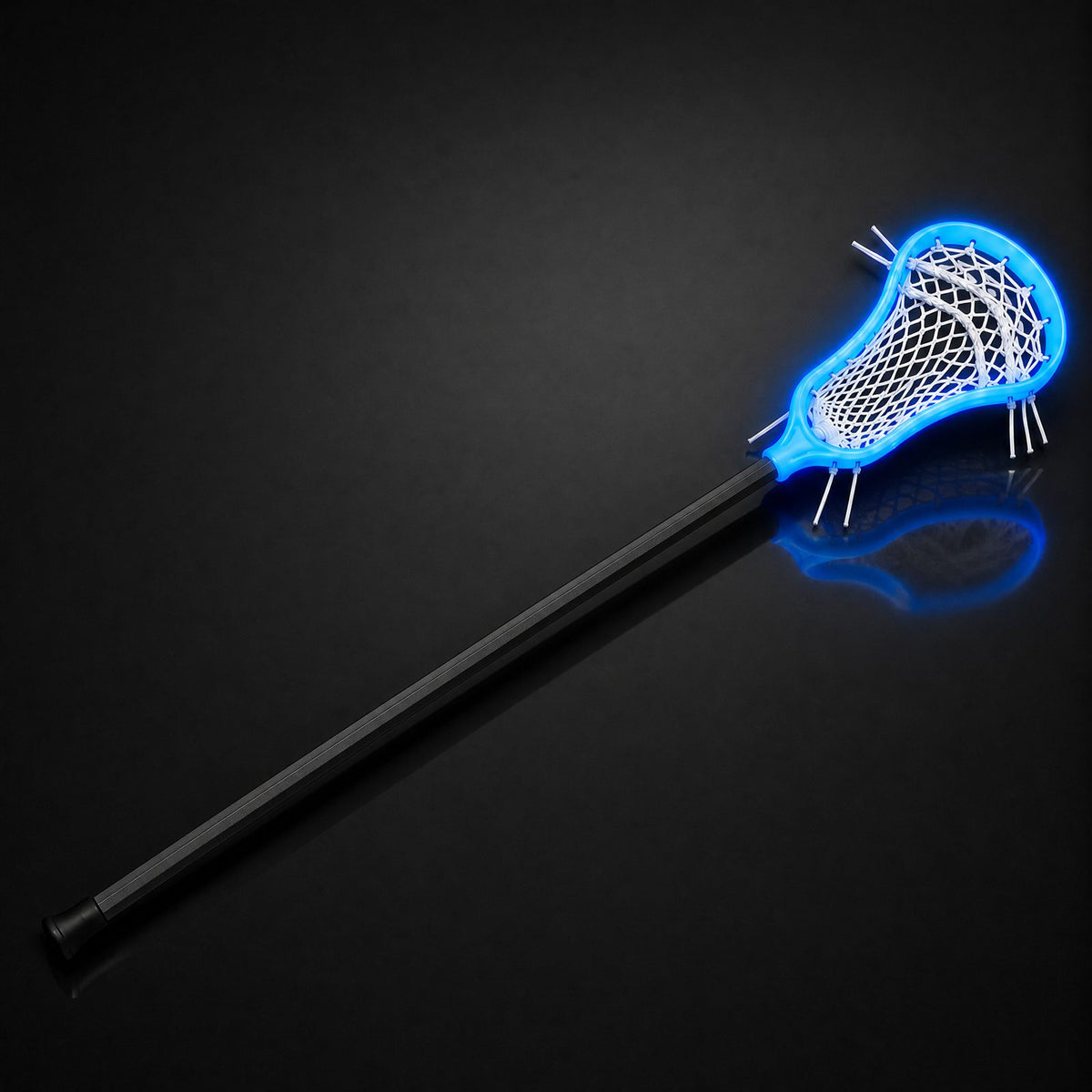 Nightshaft GlowUp lacrosse stick with a blue glowing head