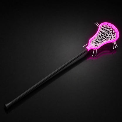 Nightshaft GlowUp lacrosse stick with a pink glowing head